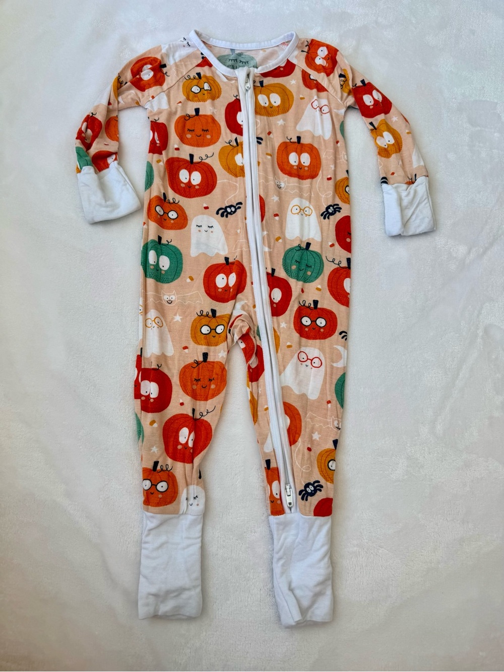 Little Sleepies OG Pumpkin Party Zippie (size 3-6M)